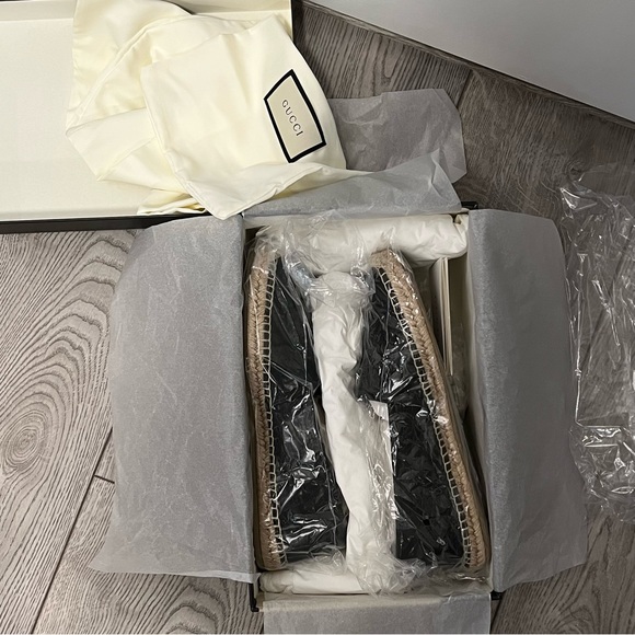 AUTHENTIC Gucci Microguccissima Signature Espadrilles Size 39.5 Black - Picture 4 of 6